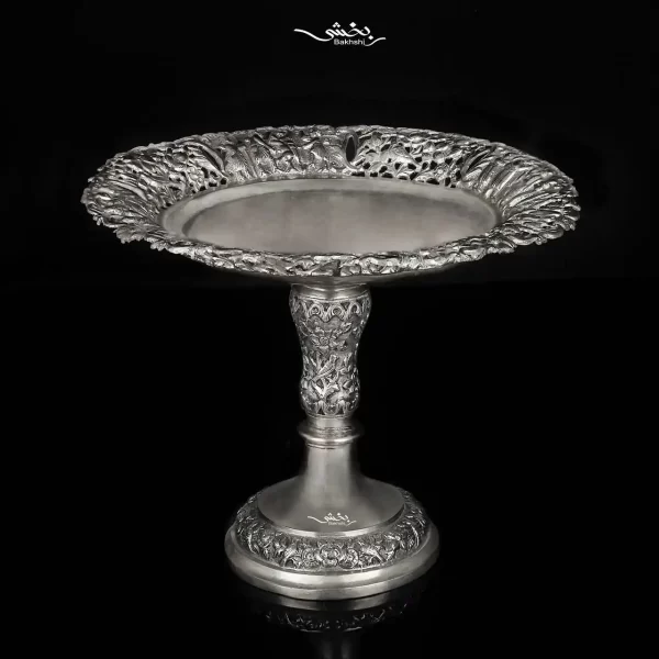 شیرینی خوری نقره پایه دار قلم شیراز قدیم