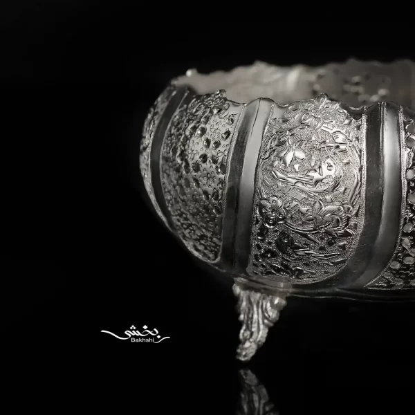 پسته خوری نقره قلم گل و مرغ