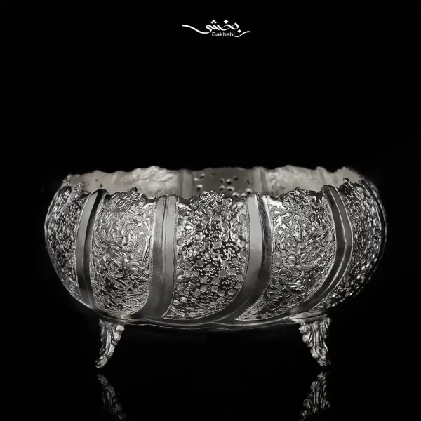 پسته خوری نقره قلم گل و مرغ