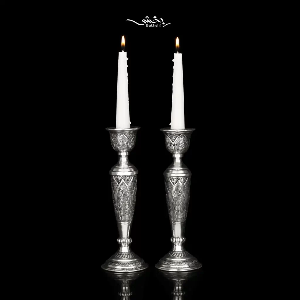 شمعدان نقره مینیاتور ریزقلم اعلا