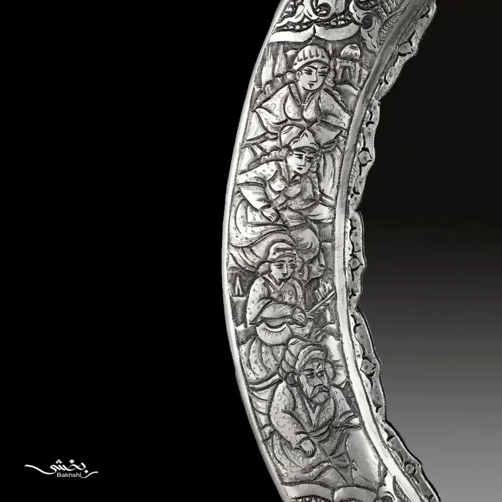 آینه نقره بیضی قلم مینیاتور اعلا