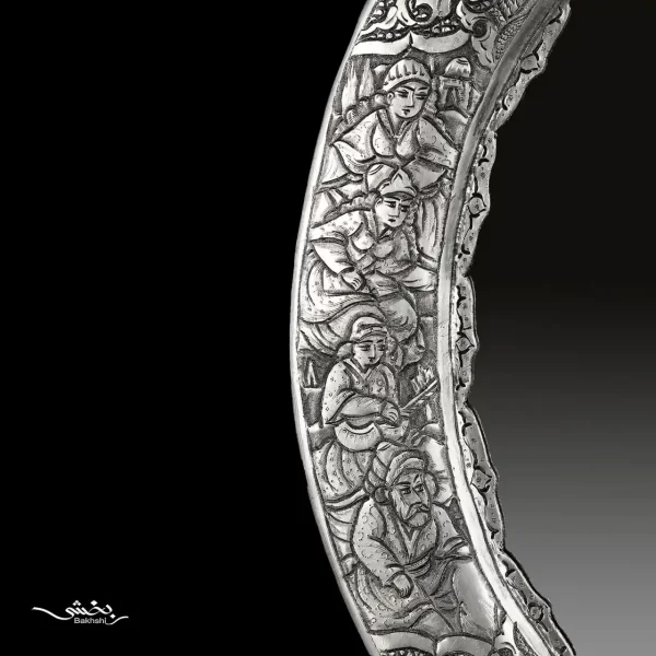 آینه نقره بیضی قلم مینیاتور اعلا