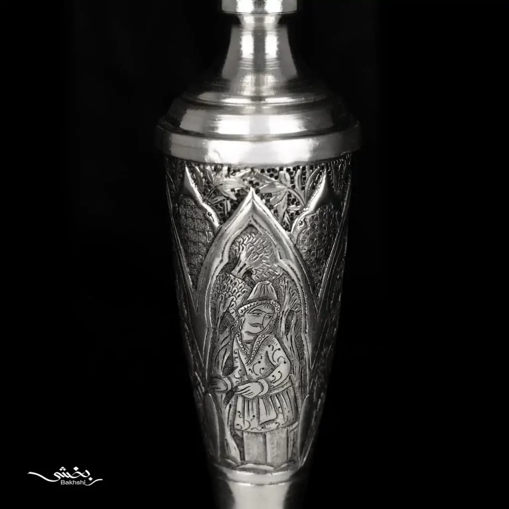 شمعدان نقره مینیاتور ریزقلم اعلا