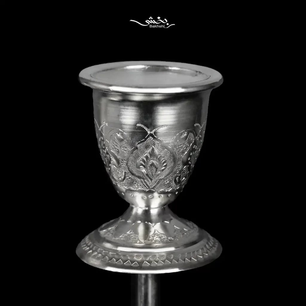 شمعدان نقره دو شاخه قلم ترنج