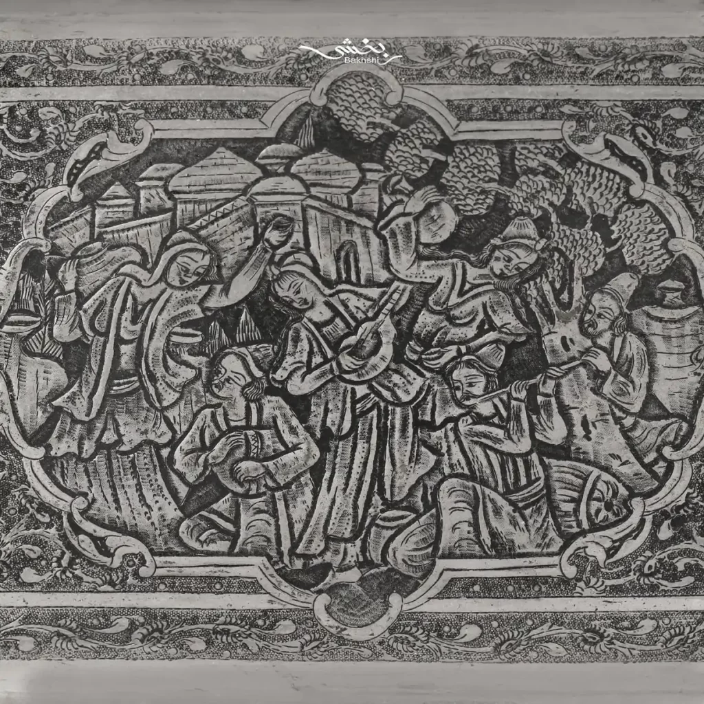 سینی دسته دار قلم مینیاتور پایه دار