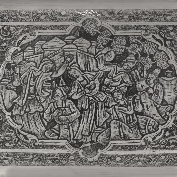 سینی دسته دار قلم مینیاتور پایه دار