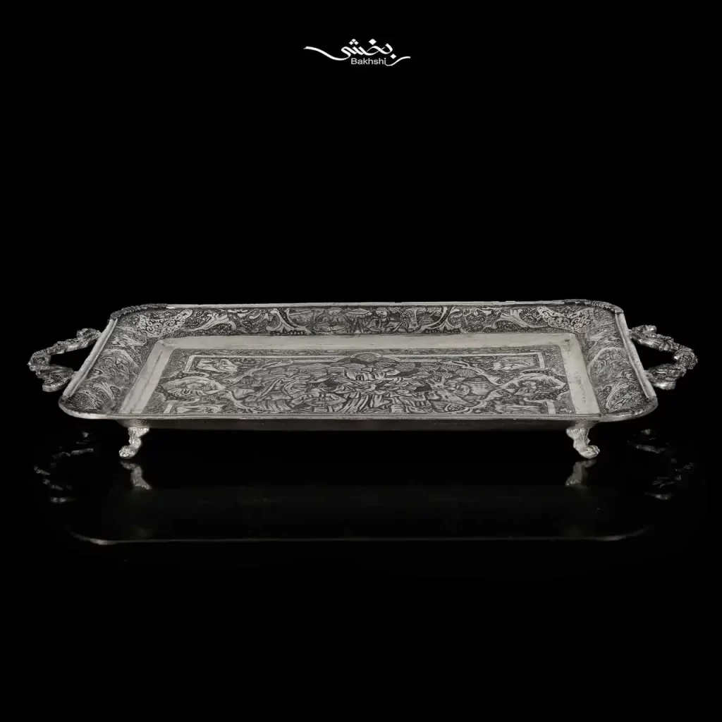 سینی دسته دار قلم مینیاتور پایه دار