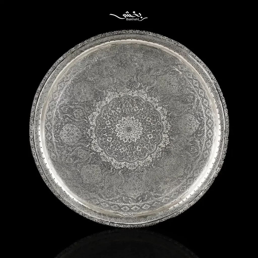 سینی نقره گرد ترنج ریزقلم