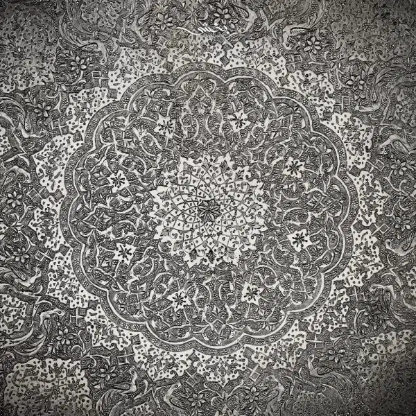 سینی نقره گرد ترنج ریزقلم