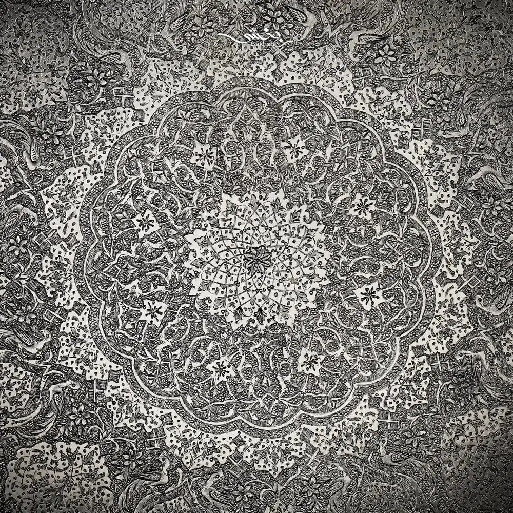 سینی نقره گرد ترنج ریزقلم