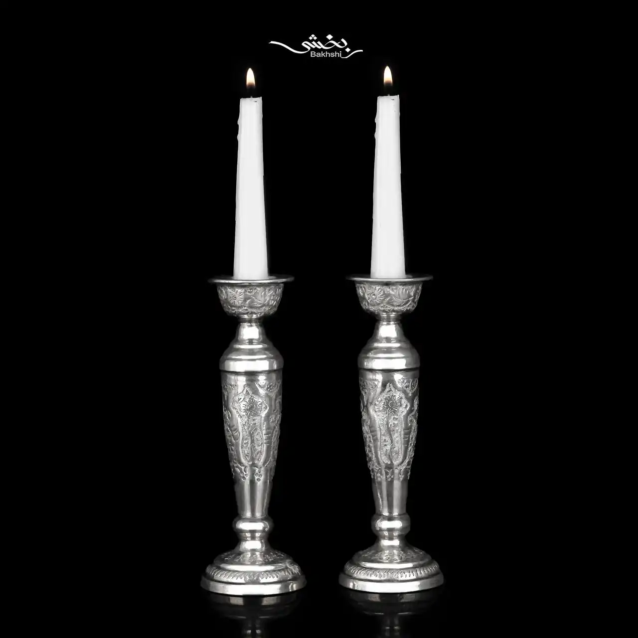 photo_2025-05-10_16-01-41 شمعدان تکشاخه نقره قلم گل و مرغ