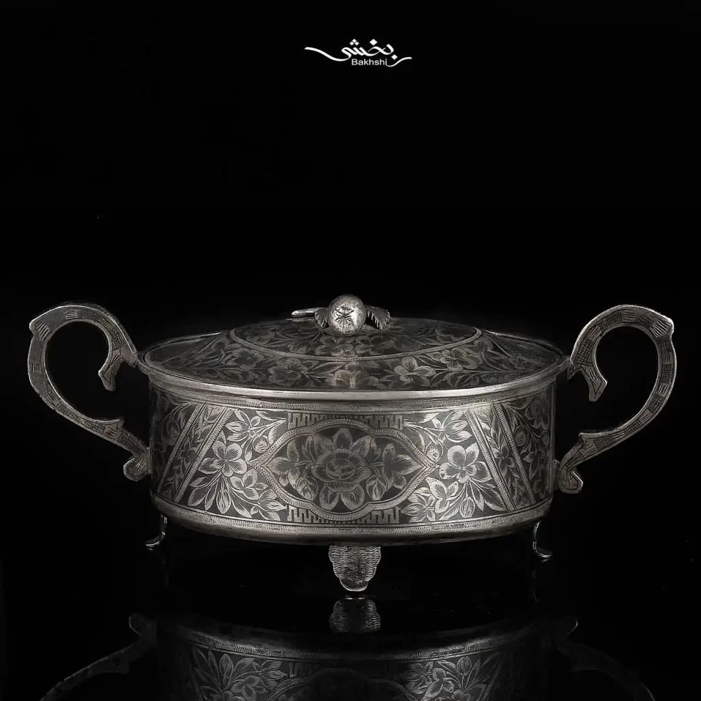 ست چای خوری نقره مستطیل قلم تبریز