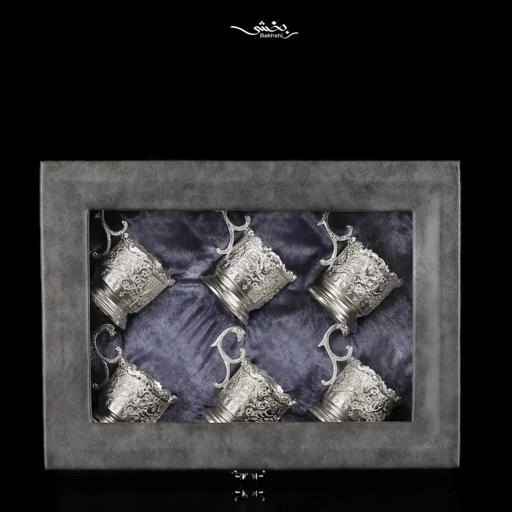 انگاره نقره شش عددی قلم گل و مرغ