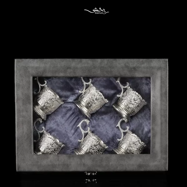 انگاره نقره شش عددی قلم گل و مرغ