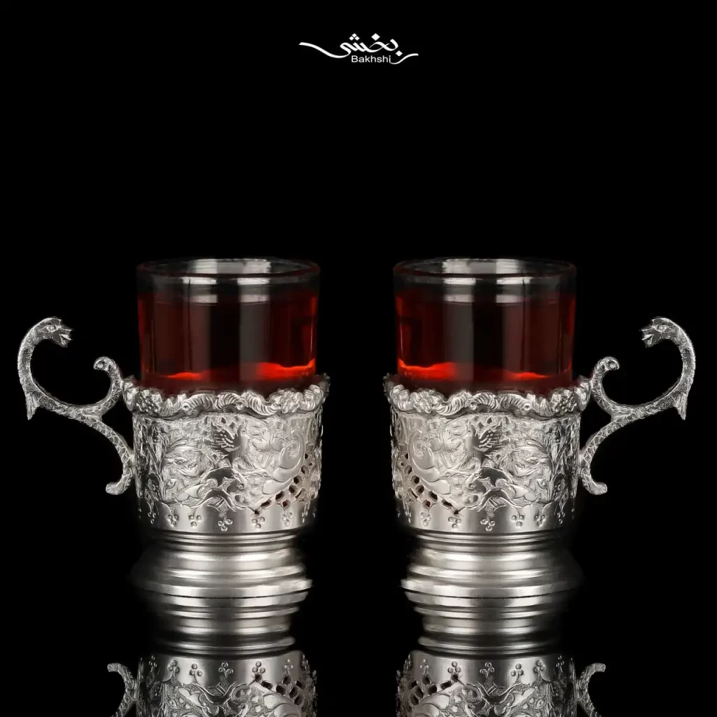 انگاره نقره شش عددی قلم گل و مرغ