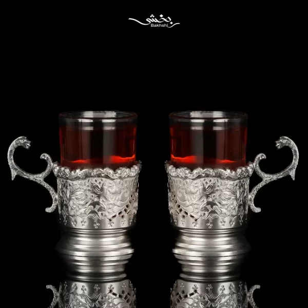 انگاره نقره شش عددی قلم گل و مرغ