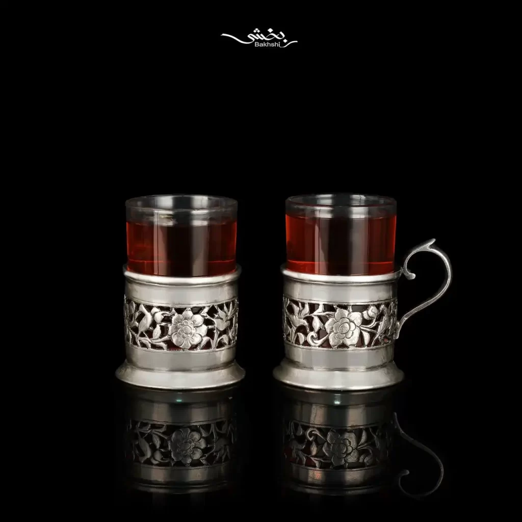 انگاره نقره شش عددی گل و مرغ اره کاری