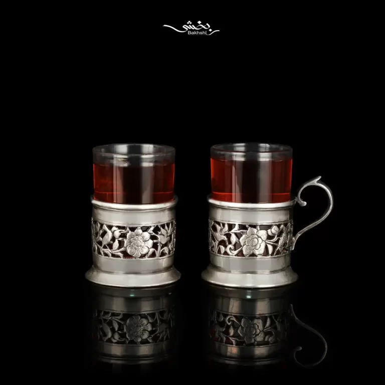 انگاره نقره شش عددی گل و مرغ اره کاری
