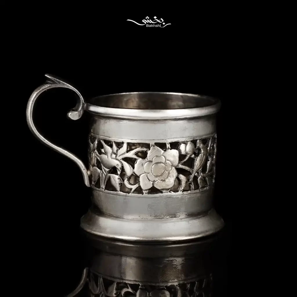 انگاره نقره شش عددی گل و مرغ اره کاری