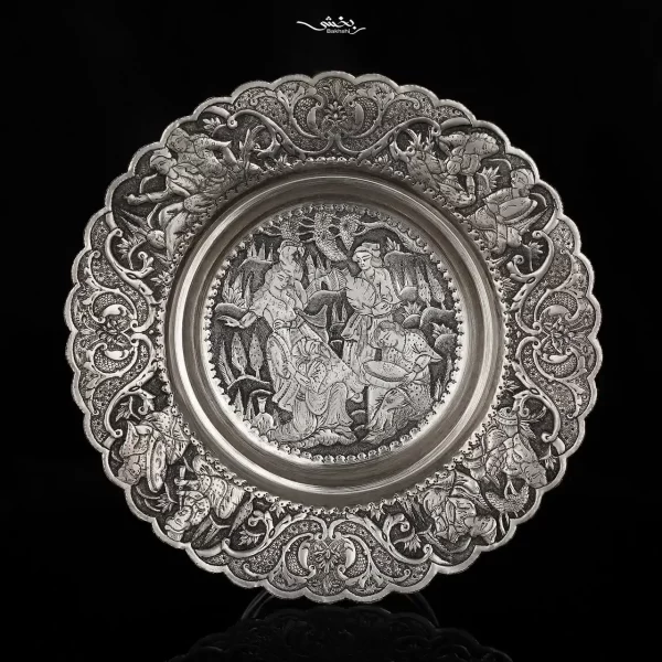 شیرینی خوری نقره پایه دار قلم مینیاتور