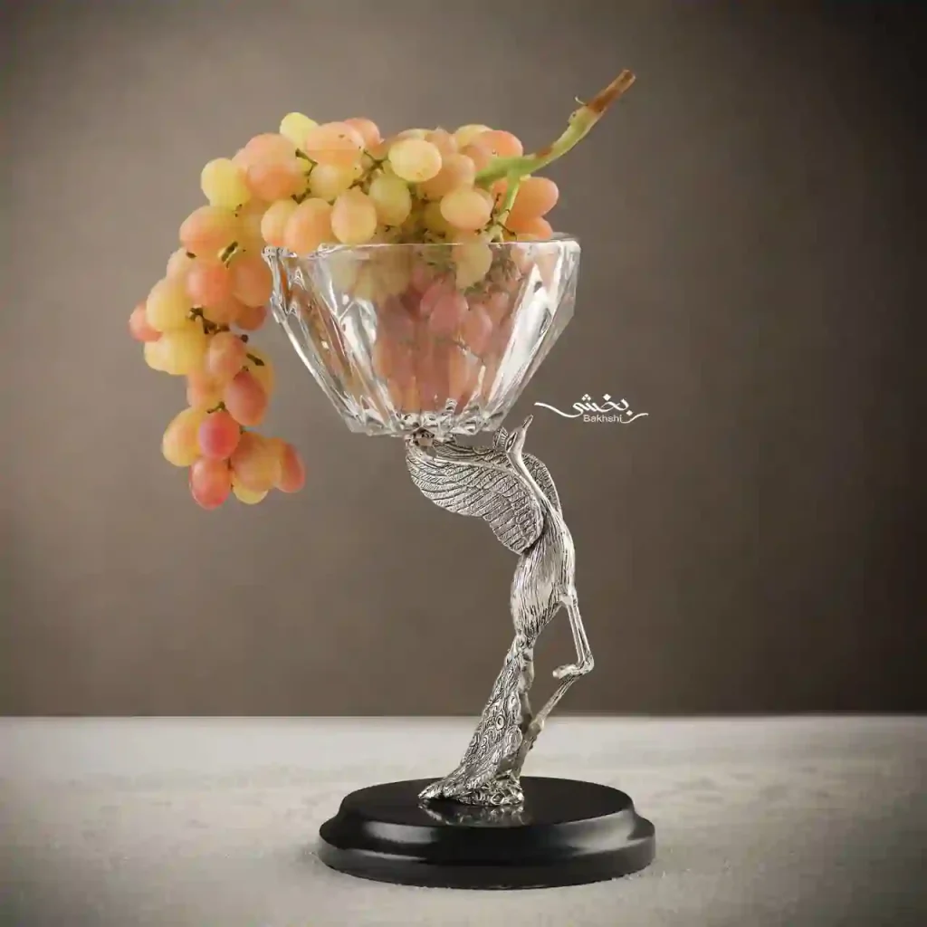 شکلات خوری کریستال نقره طاووس