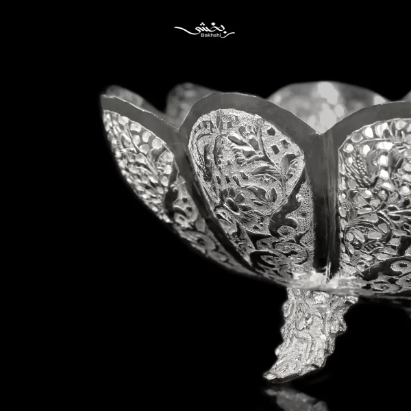 پسته خوری نقره پایه ریختگی گل و مرغ