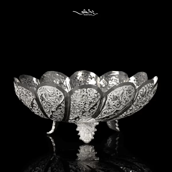 پسته خوری نقره پایه ریختگی گل و مرغ