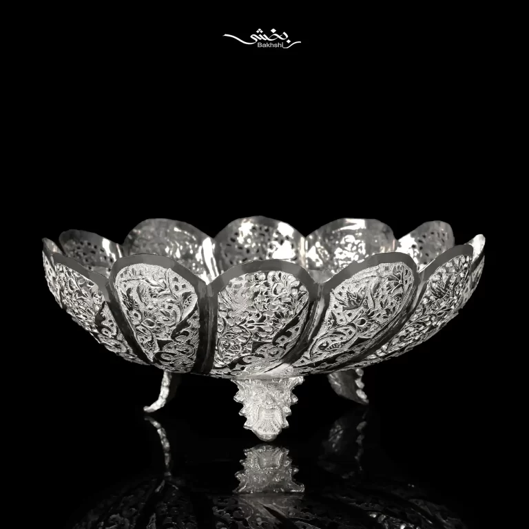 پسته خوری نقره پایه ریختگی گل و مرغ