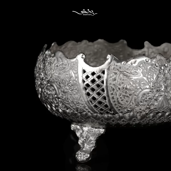 پسته خوری نقره پایه ریختگی گل و مرغ