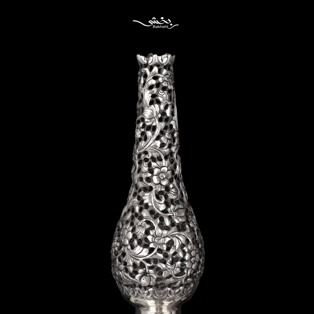 چراغ نقره قلم گل برجسته