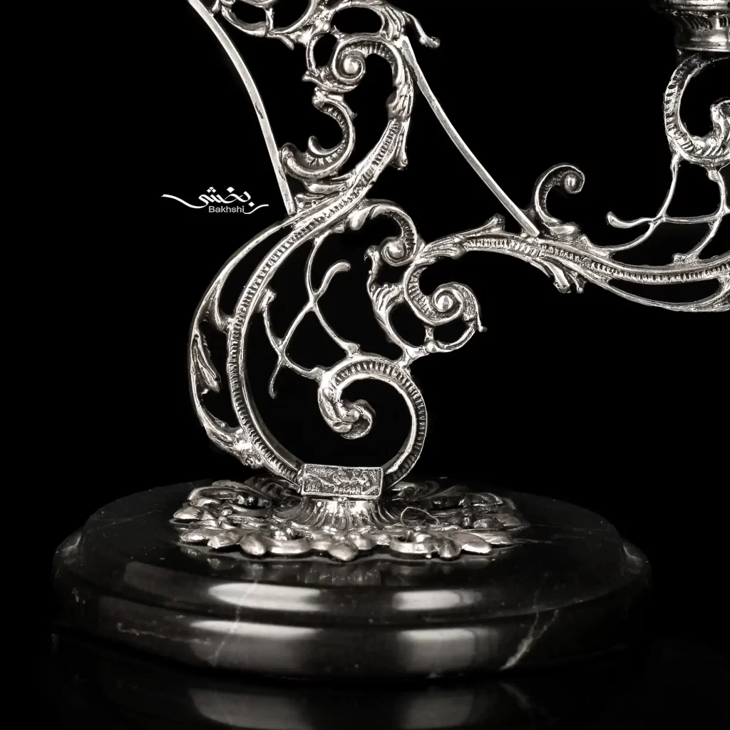 شیرینی خوری دوقلو سرامیک نقره پایه سنگ