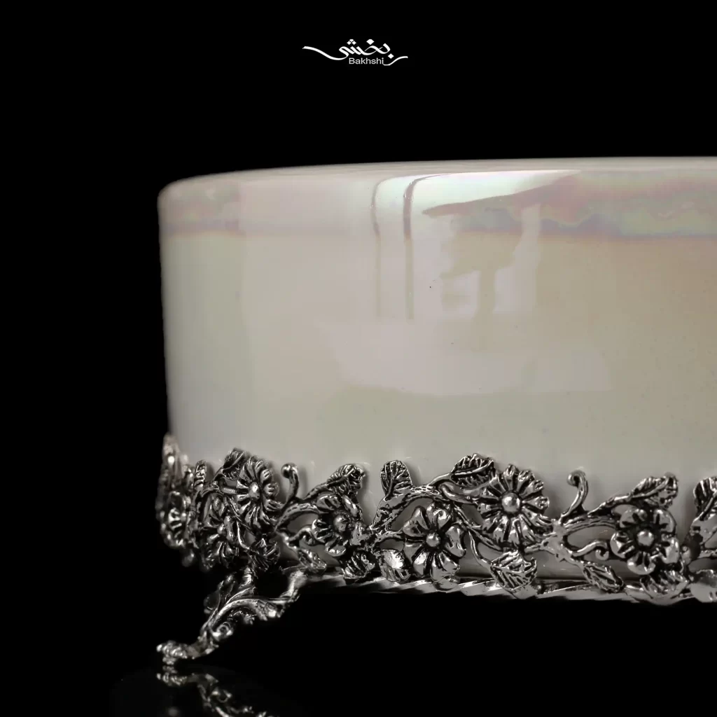 کاسه سرامیک نقره صدفی شکوفه