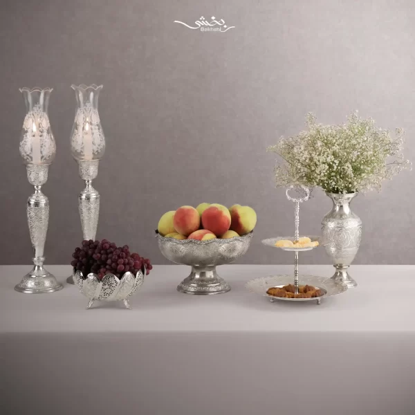 پسته خوری نقره پایه ریختگی گل و مرغ