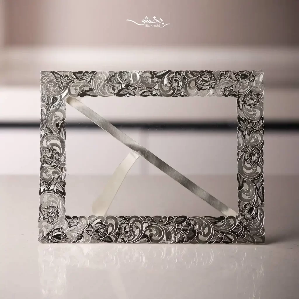 قاب عکس نقره مستطیل قلم تبریز