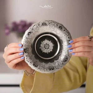 بشقاب گرد نقره ترنج ریزقلم