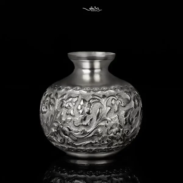 گلدان نقره اناری قلم گل و مرغ