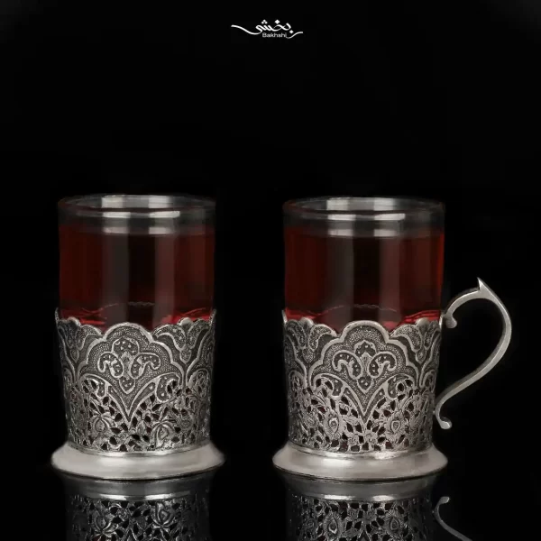 ست چایخوری نقره گل و مرغ و مشبک اعلا