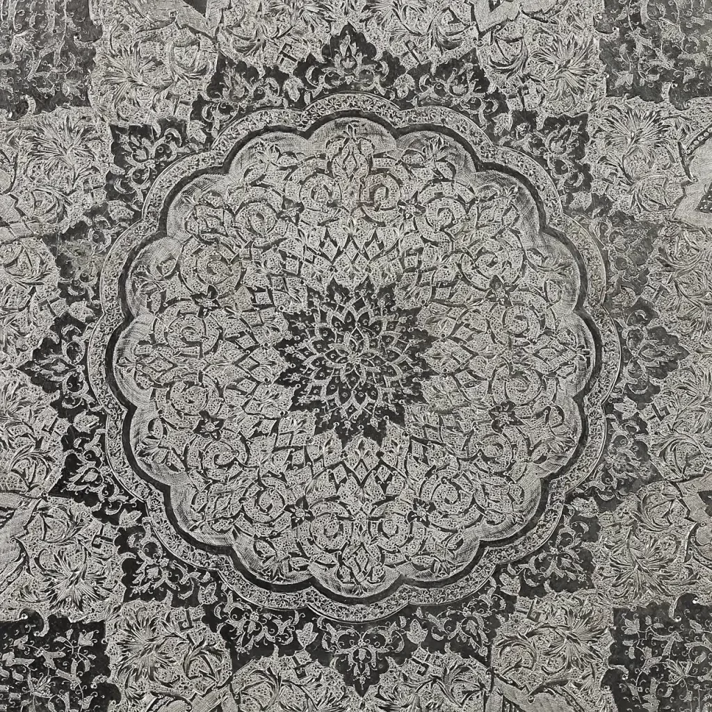 سینی نقره گرد ترنج ریزقلم