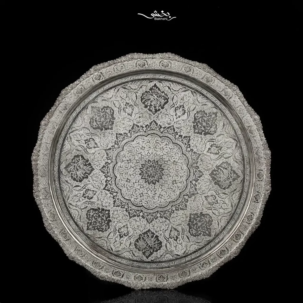 سینی نقره گرد ترنج ریزقلم