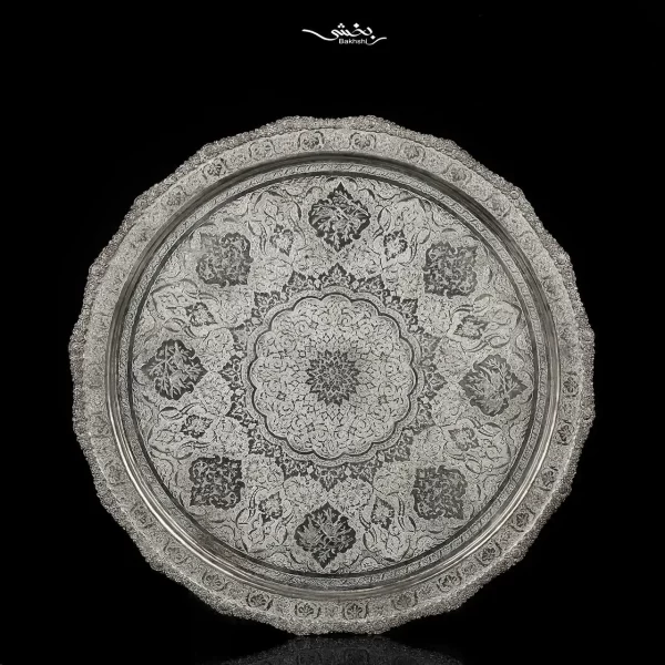 سینی نقره گرد ترنج ریزقلم