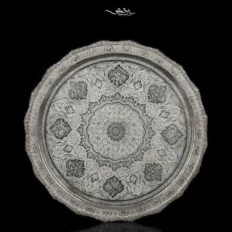 سینی نقره گرد ترنج ریزقلم