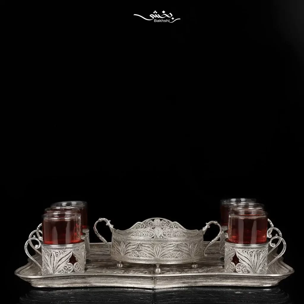 ست چایخوری نقره ملیله زنجان