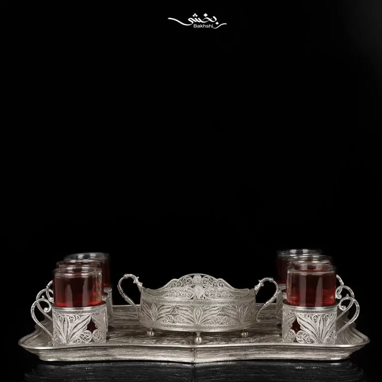 ست چایخوری نقره ملیله زنجان