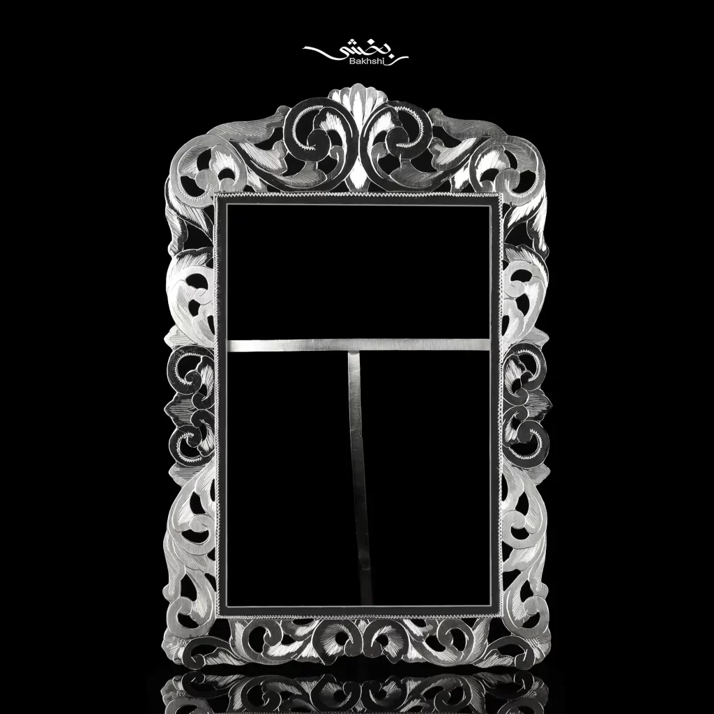 قاب عکس نقره مستطیل قلم تبریز