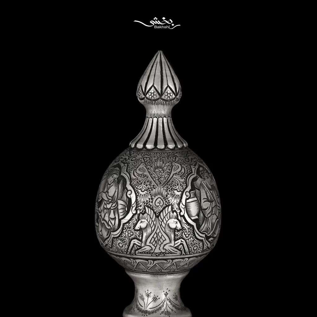 یک جفت تنگ نقره درب دار مینیاتور ریزقلم اعلا