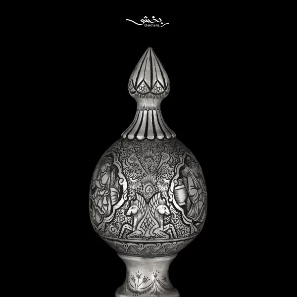 یک جفت تنگ نقره درب دار مینیاتور ریزقلم اعلا