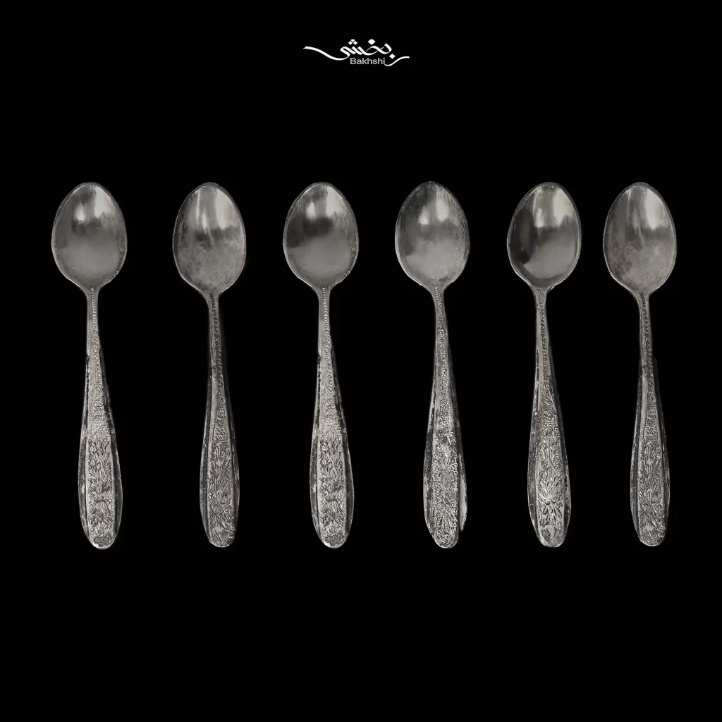 قاشق نقره 6 عددی چایخوری ریزقلم ترنج