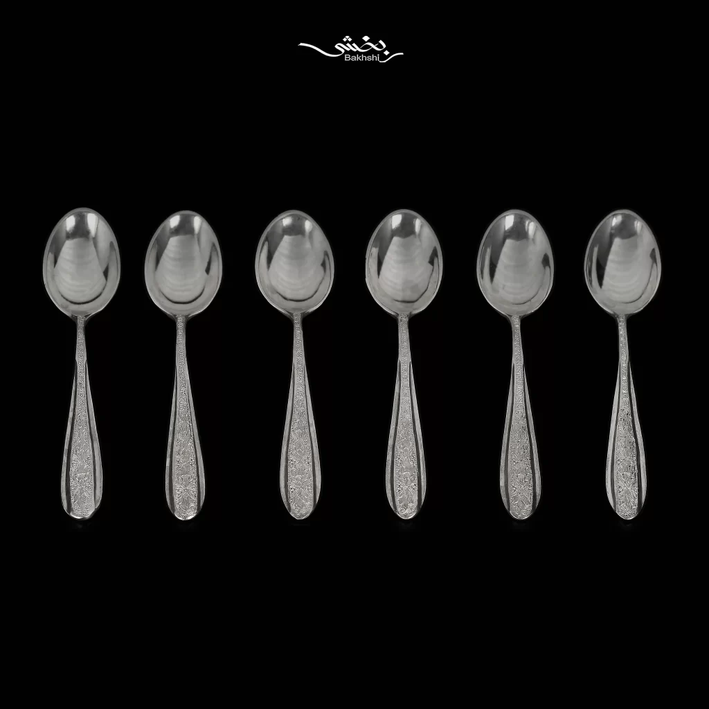 قاشق نقره مربا خوری 6 عددی ریزقلم ترنج