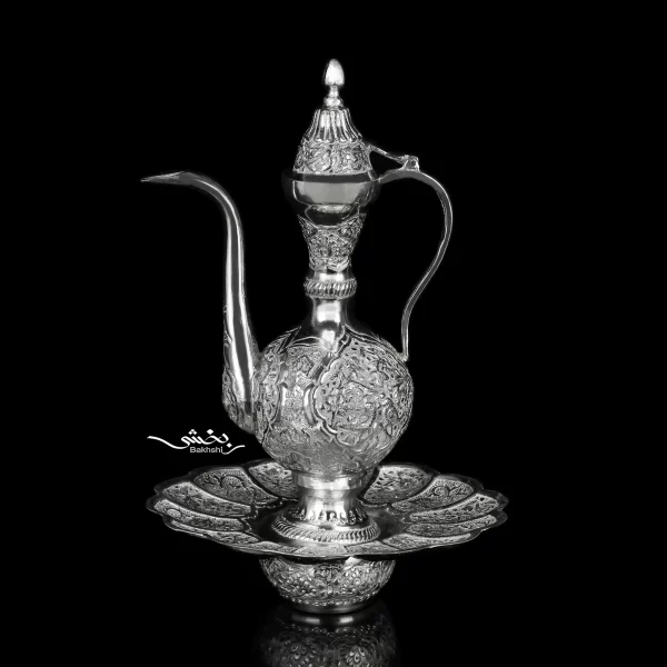 آبدست لگن نقره قلم گل و مرغ