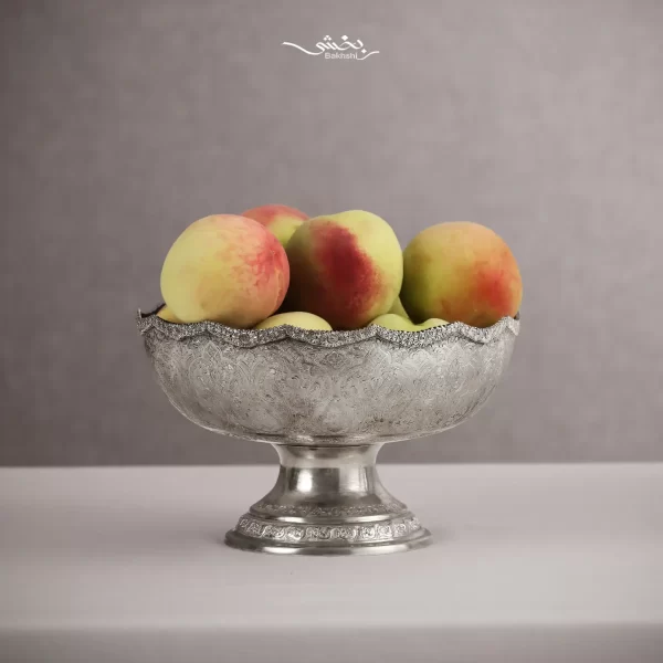 کاسه نقره پایه گلدانی قلم ترنج
